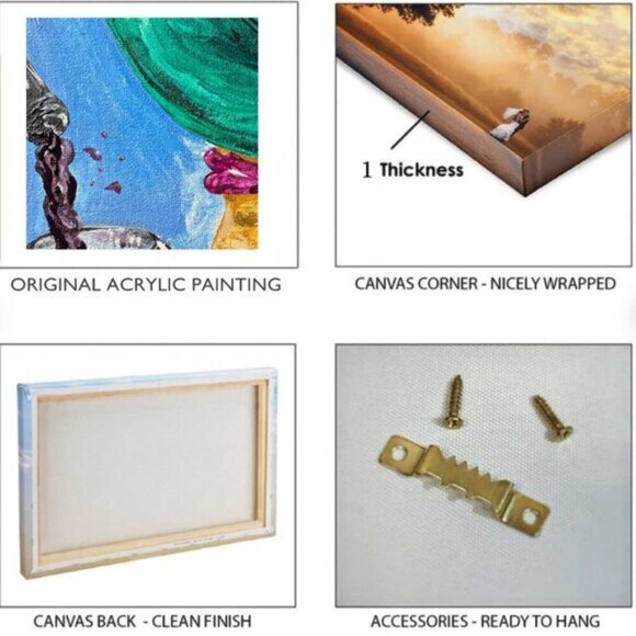 💜 Deer Abstract Painting Original and Hand-painted Artwork Canvas Wild Animal - Picture 5 of 7